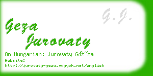 geza jurovaty business card